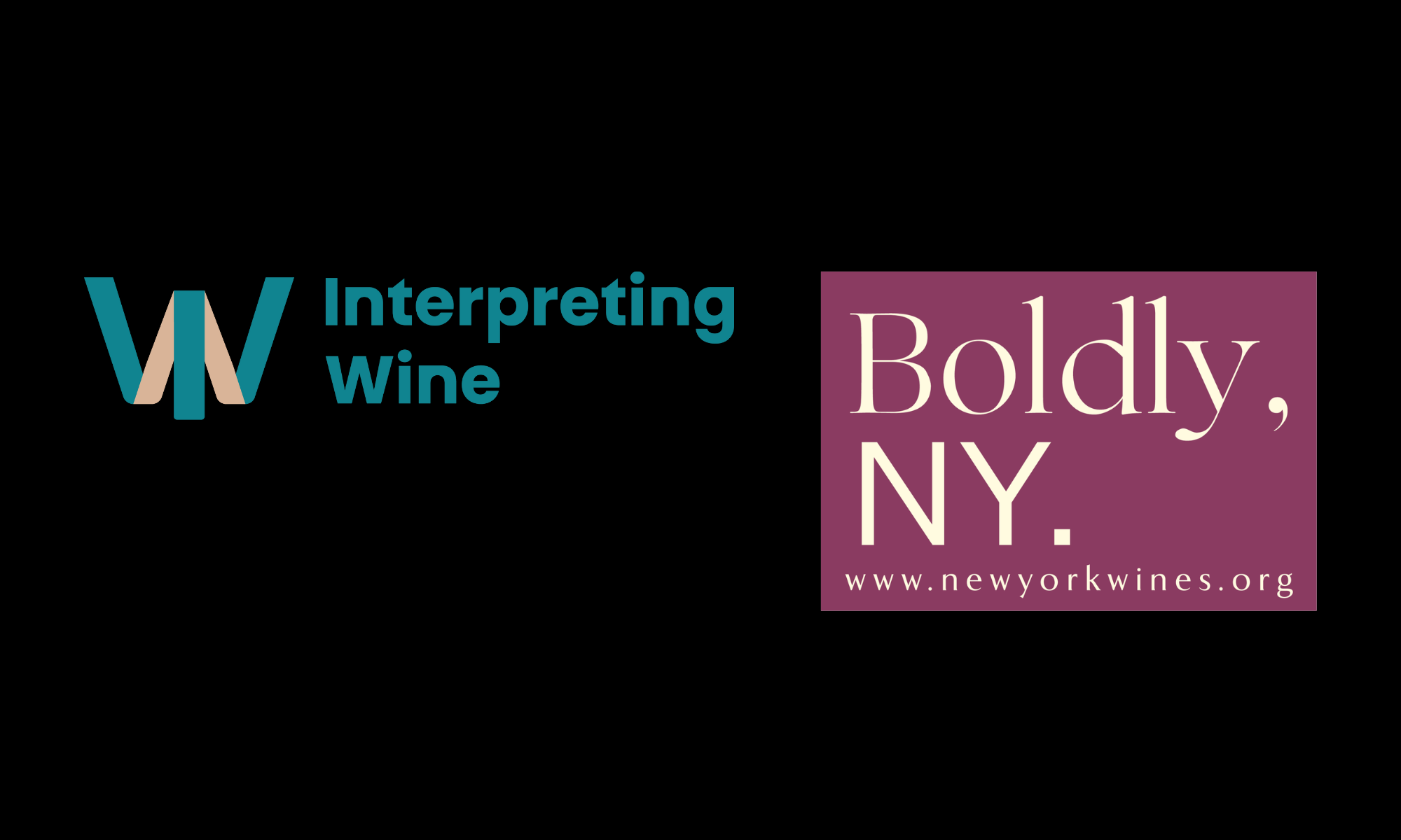 Interpreting Wine logo and Boldly NY logo of NYWGF
